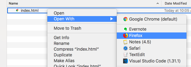 finder menu: open file in browser